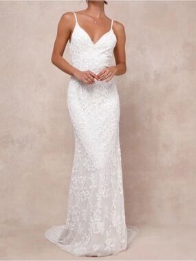 NWT Lulus Everlasting Passion White Sequin
Beaded Backless Maxi Dress